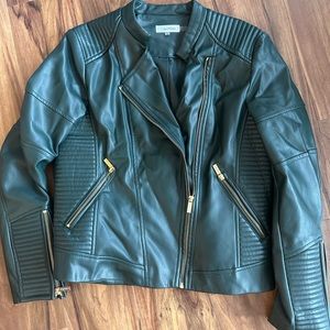 Calvin Klein moto jacket. Rich green color.
